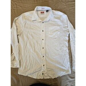 Wrangler Men’s Vintage Wash Western Shirt White with Gray Cross Pattern Long M/M